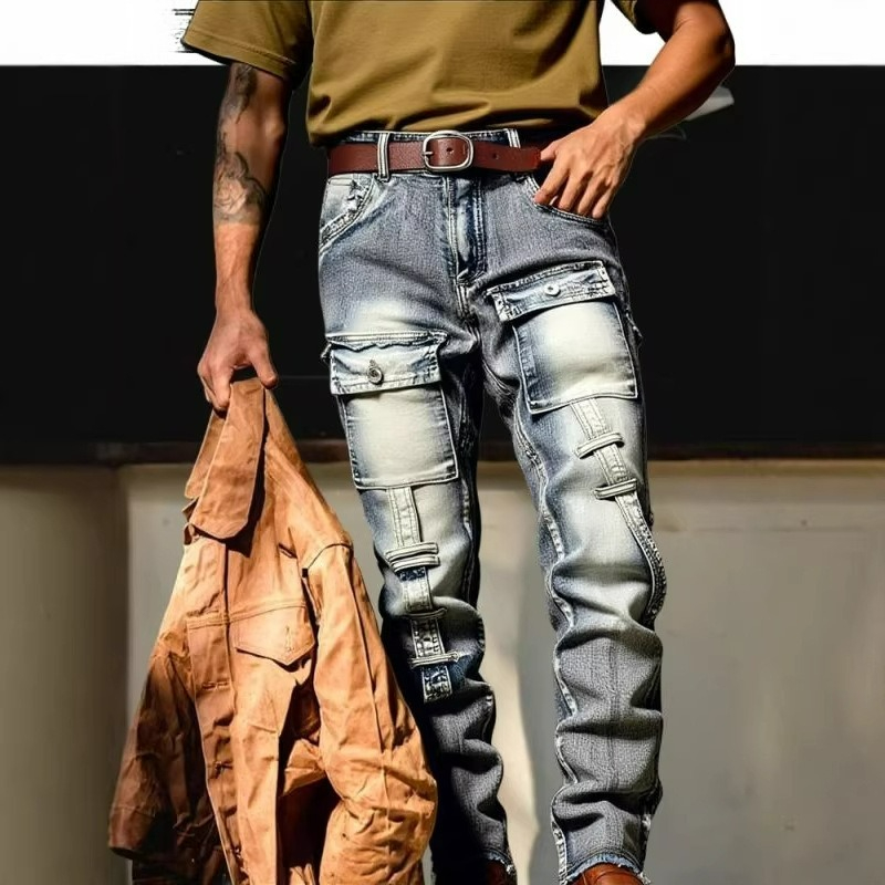Europe Streetwear Brand - Celana Panjang Pria Model Distressed Washed