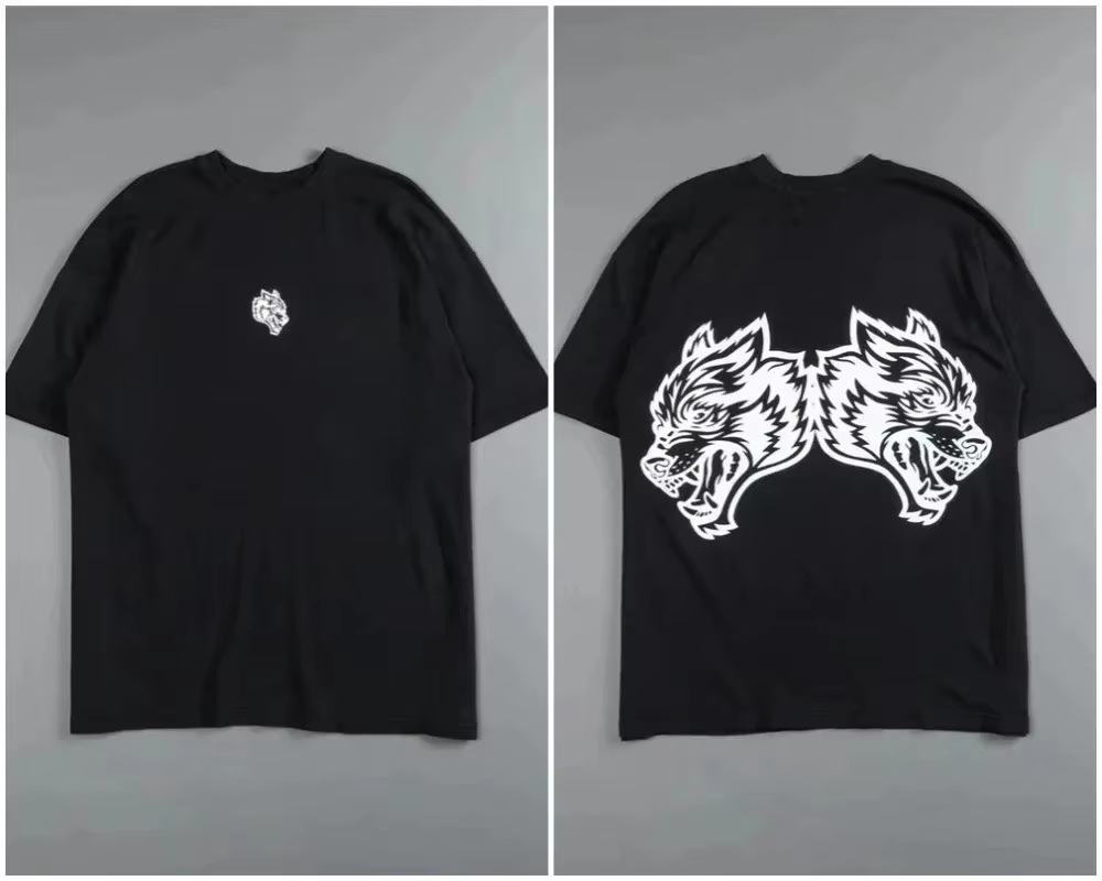 Streetwear High End Brand - Kaos Retro Black Wolf Head High