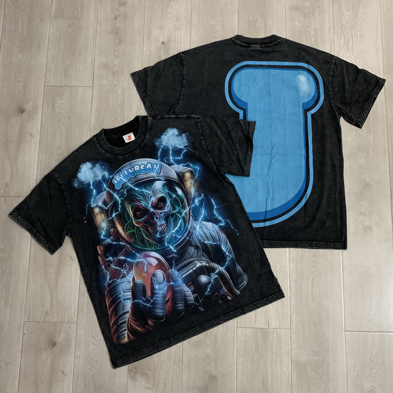 Streetwear High End Brand - Stok T-shirt Gaya Amerika Pria Wanita
