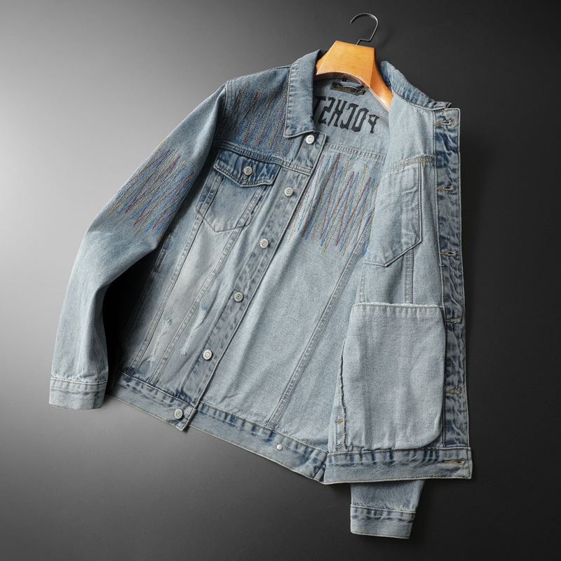 Jaket Denim dicuci Vintage pri - Streetwear High End Brand ulasan dan harga