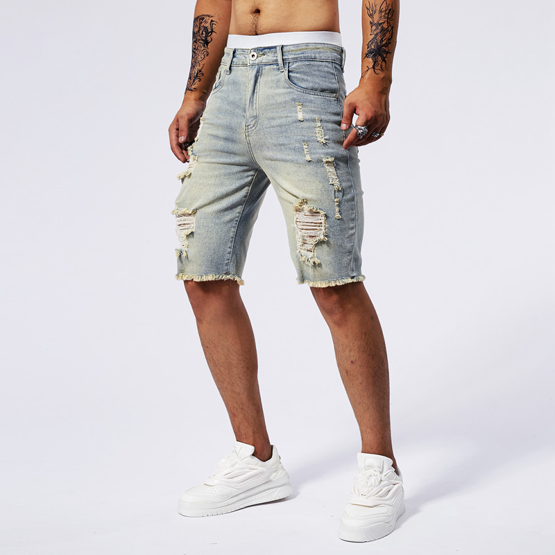 Celana Pendek Denim Robek Pria - Streetwear Brand Denim ulasan dan harga