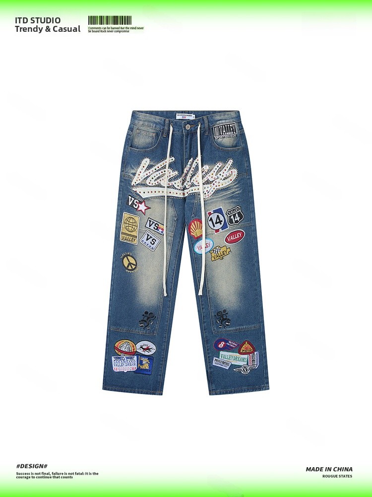 Jeans Pria VALLEY Bordir Longg - Valley Streetwear Brand ulasan dan harga